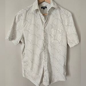 Express Men's Cream Geometric Button Down Shirt